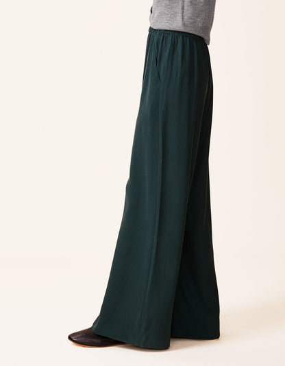 silk charmeuse wide leg pant