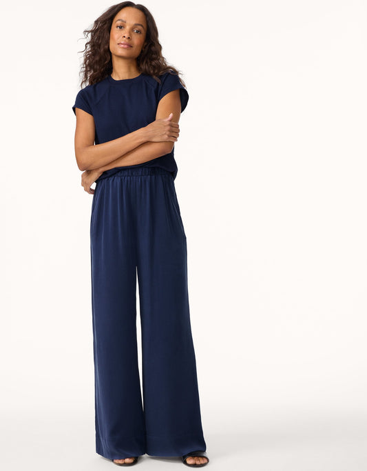 silk charmeuse wide leg pant