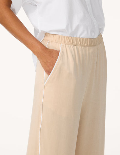 silk charmeuse piped wide leg pant