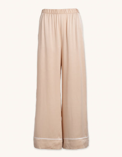 silk charmeuse piped wide leg pant