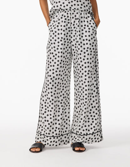 silk jacquard wide leg pant