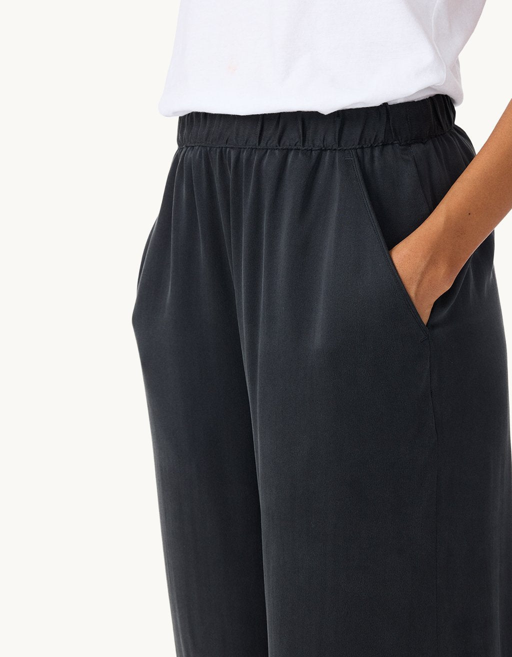 silk charmeuse wide leg pant
