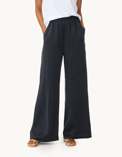 silk charmeuse wide leg pant