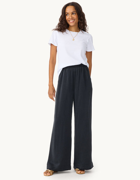 silk charmeuse wide leg pant