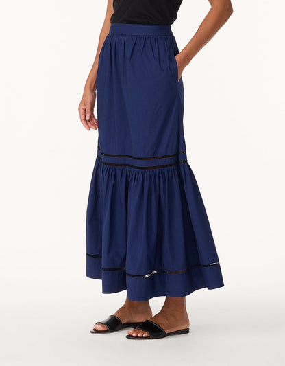 poplin tiered skirt