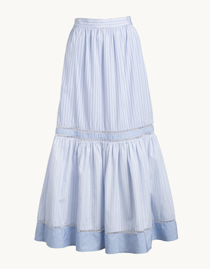 patchwork poplin tiered skirt