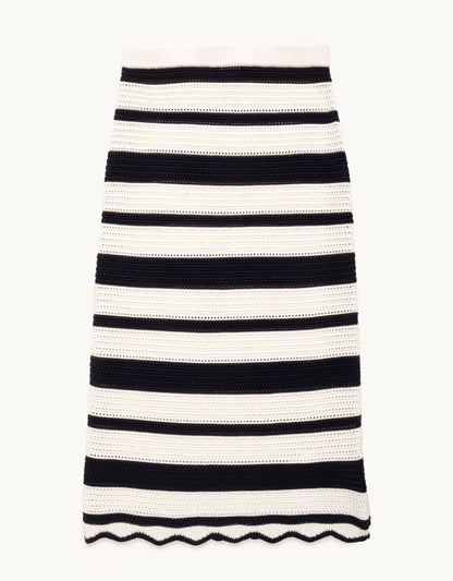 scalloped stripe sweater skirt