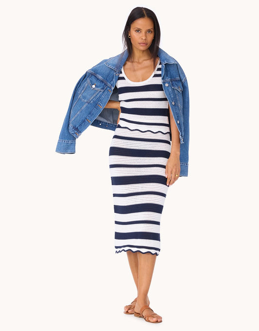 scalloped stripe sweater skirt