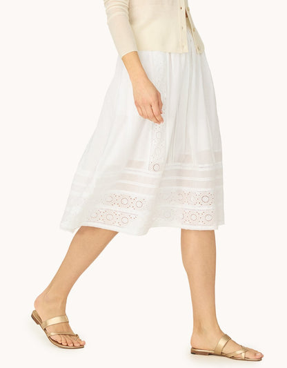 embroidered cotton voile skirt