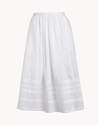 embroidered cotton voile skirt