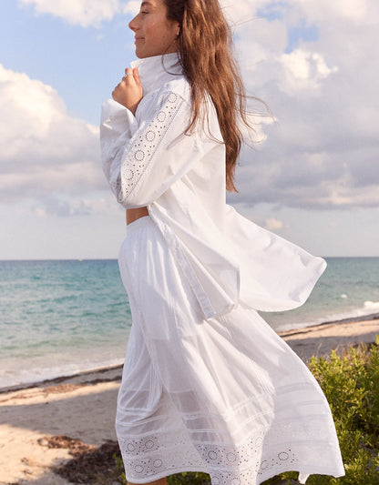 embroidered cotton voile skirt