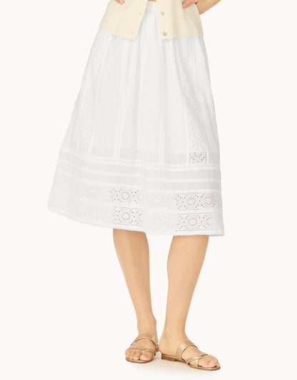 embroidered cotton voile skirt
