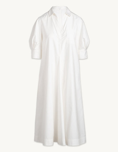 sateen puff sleeve shirt dress