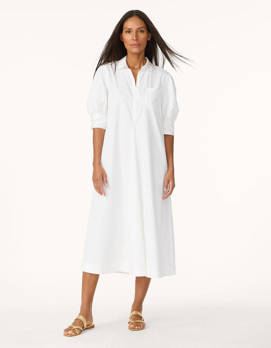 sateen puff sleeve shirt dress