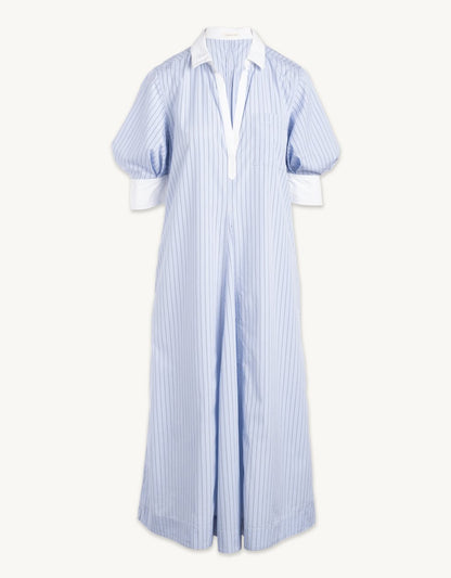 cotton poplin puff sleeve shirt dress