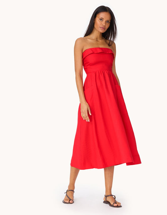 strapless linen dress