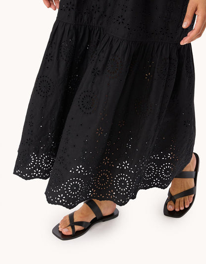 embroidered poplin dress