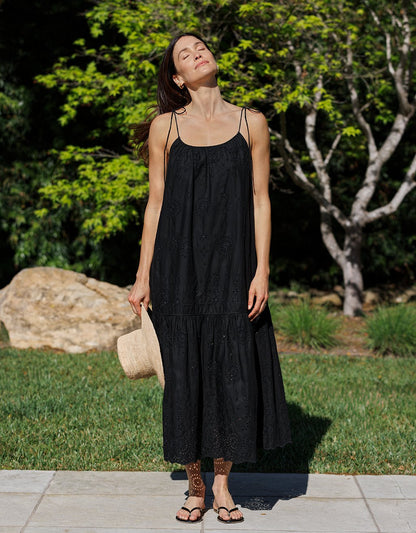 embroidered poplin dress