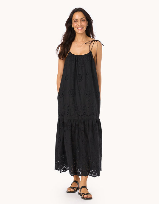 embroidered poplin dress