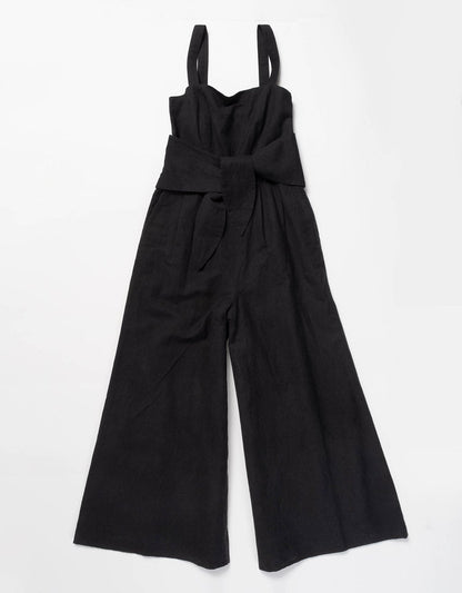 linen tie waist jumpsuit
