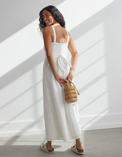 linen tie waist jumpsuit