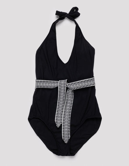 lemlem sofia deep v belted one piece swimsuit