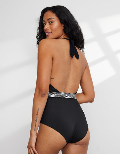 lemlem sofia deep v belted one piece swimsuit
