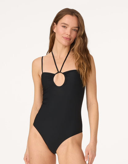 recycled nylon bandeau halter one piece