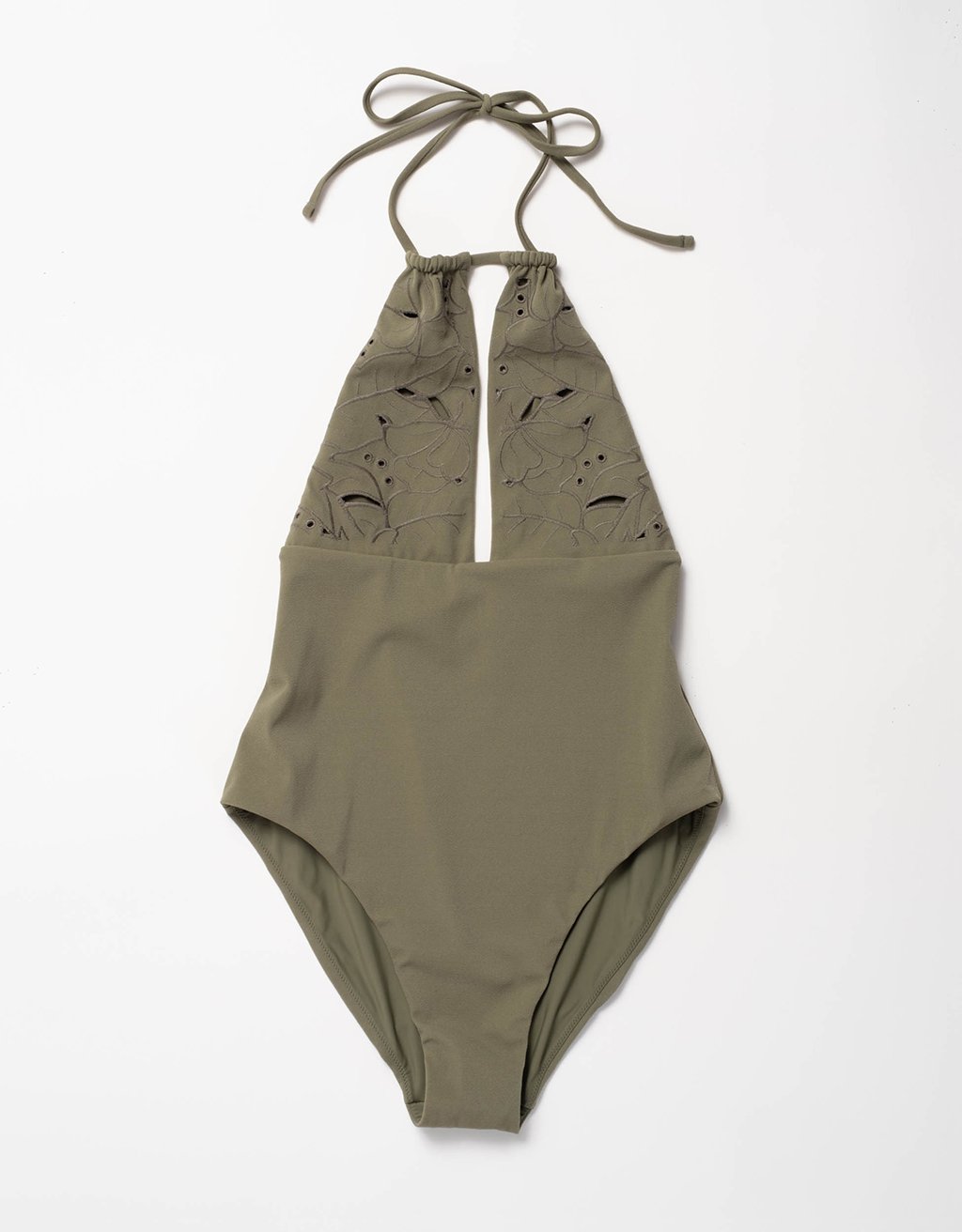 recycled crepe embroidered one piece