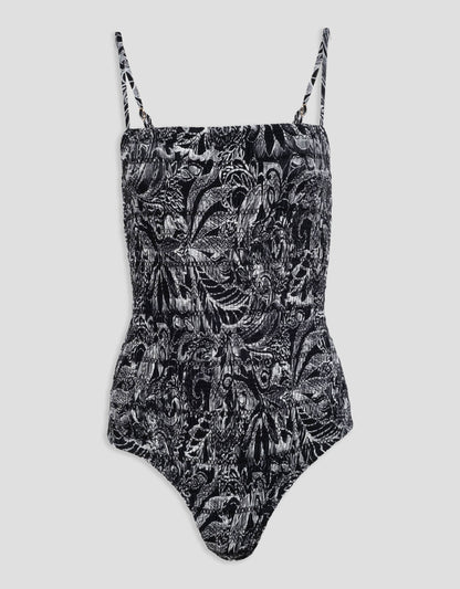 smocked bandeau one piece