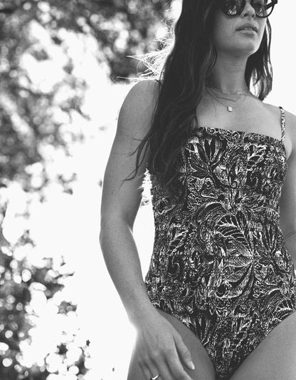 smocked bandeau one piece