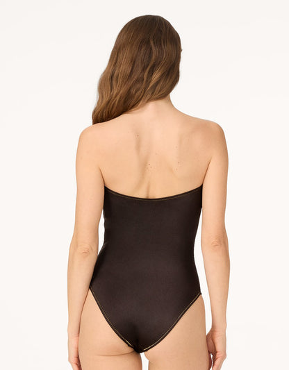 strapless recycled nylon shimmer one piece