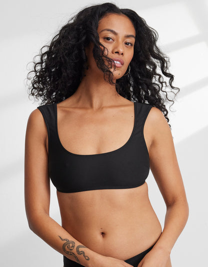 double knit cap sleeve bikini top