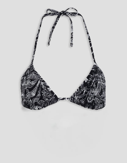 recycled nylon smocked triangle top