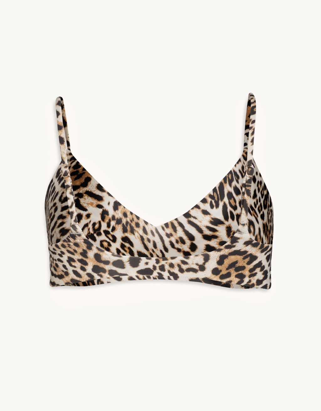 recycled nylon leopard v scoop bikini top