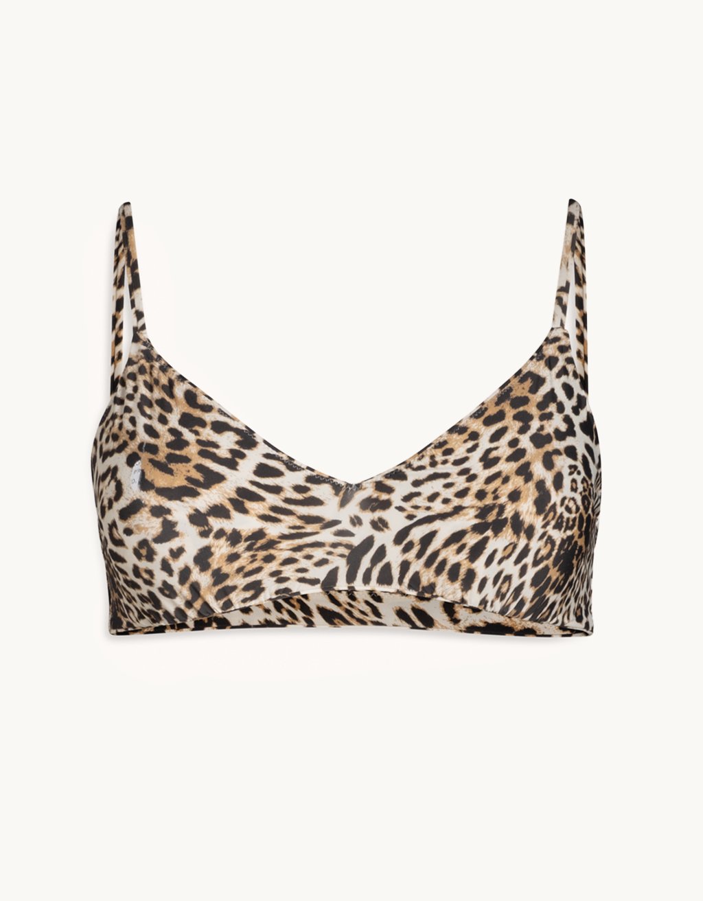 recycled nylon leopard v scoop bikini top