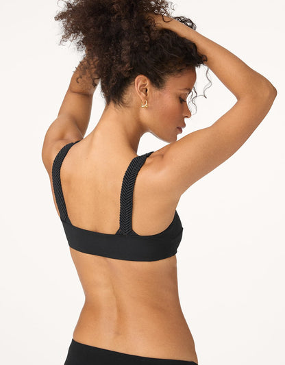 recycled crepe macrame bandeau bikini top