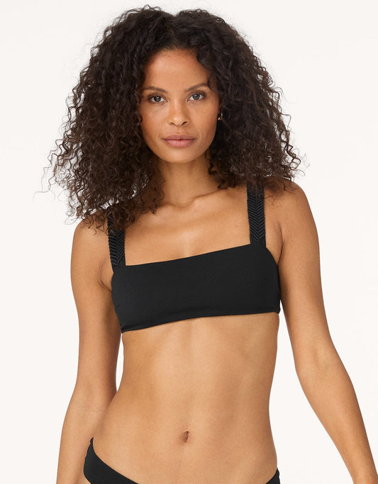 recycled crepe macrame bandeau bikini top