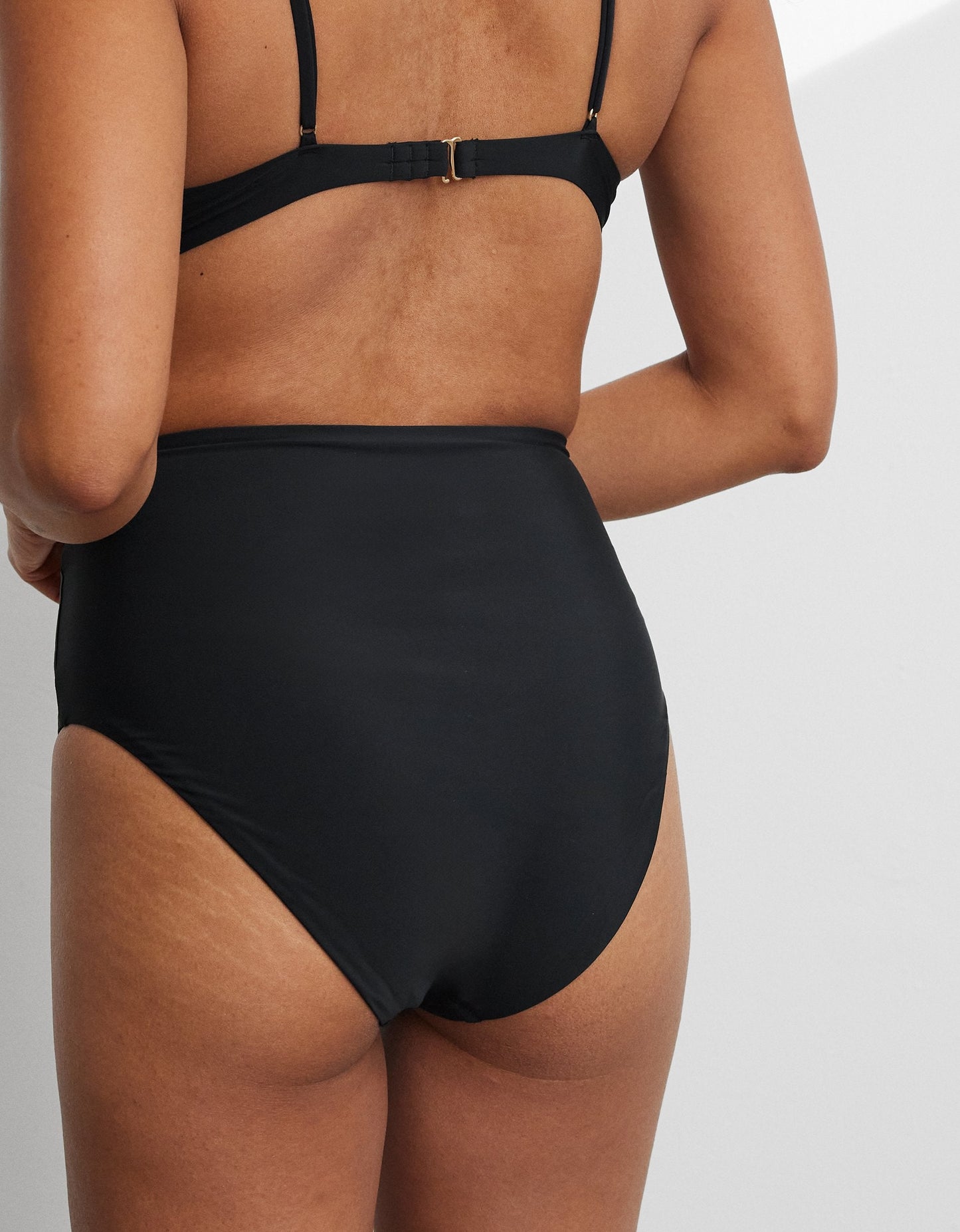 recycled nylon high waisted bikini bottom