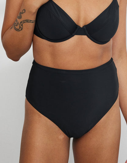 recycled nylon high waisted bikini bottom