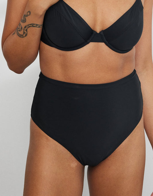 recycled nylon high waisted bikini bottom