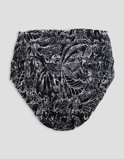 recycled nylon smocked high rise bikini brief