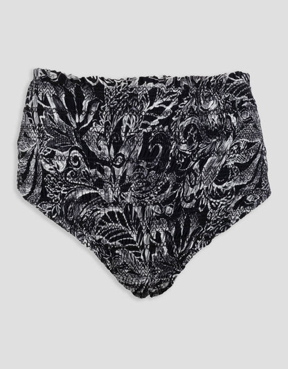 recycled nylon smocked high rise bikini brief