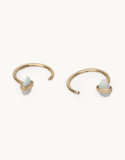 melissa joy manning bezel wrapped opal hug hoop earrings