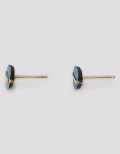 melissa joy manning bezel wrapped dark blue australian opal stud earrings