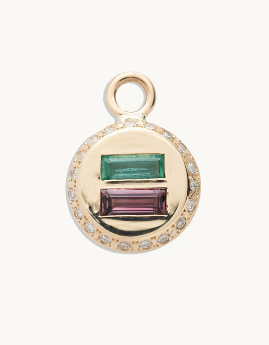 scosha equality earring charm with emerald and tourmaline
