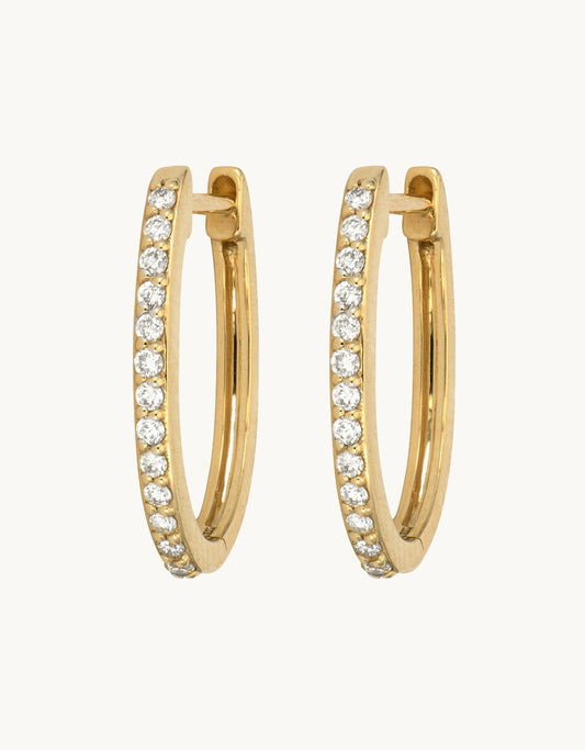three stories Classic Oval Pave Hoops
