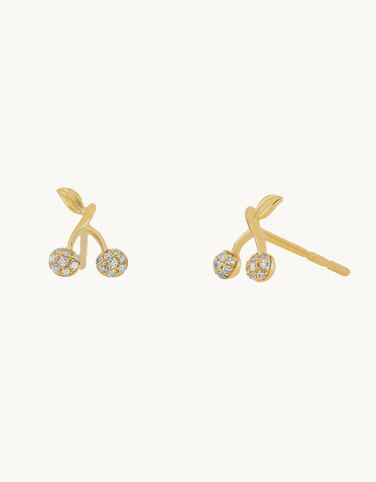 ef collection diamond mini cherry stud earrings