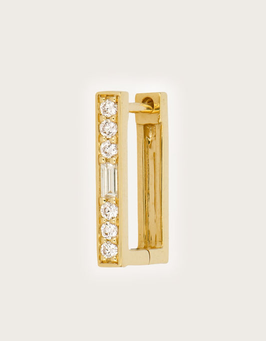 three stories Classic Small Rectangular Diamond Hoops