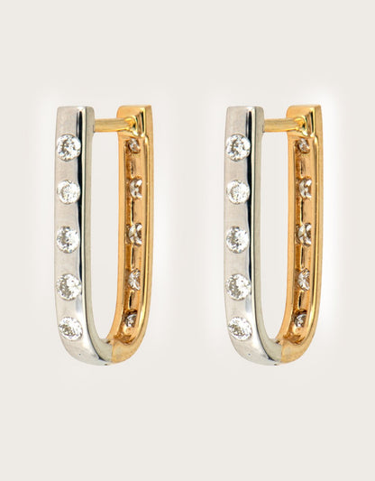 three stories White and Yellow Double Sided Curved Diamond Hoops